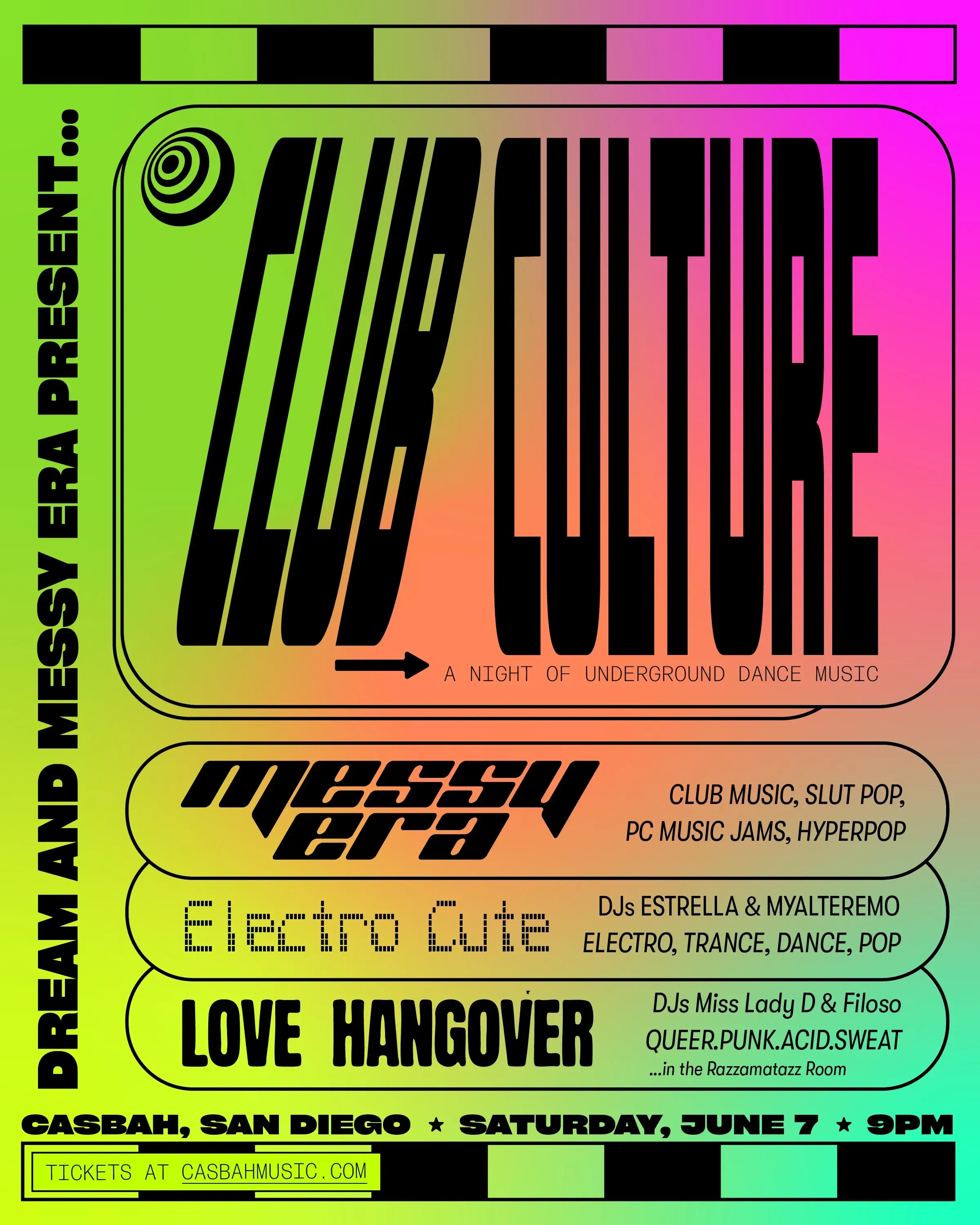 Club Culture June 7th 2025 at The Casbah